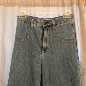 Madewell Emmett Wide-Leg Crop Jeans Rainbow Stitch